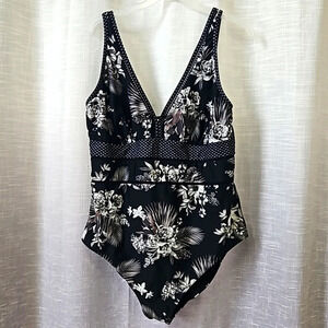 Floral Black One Piece Swimsuit